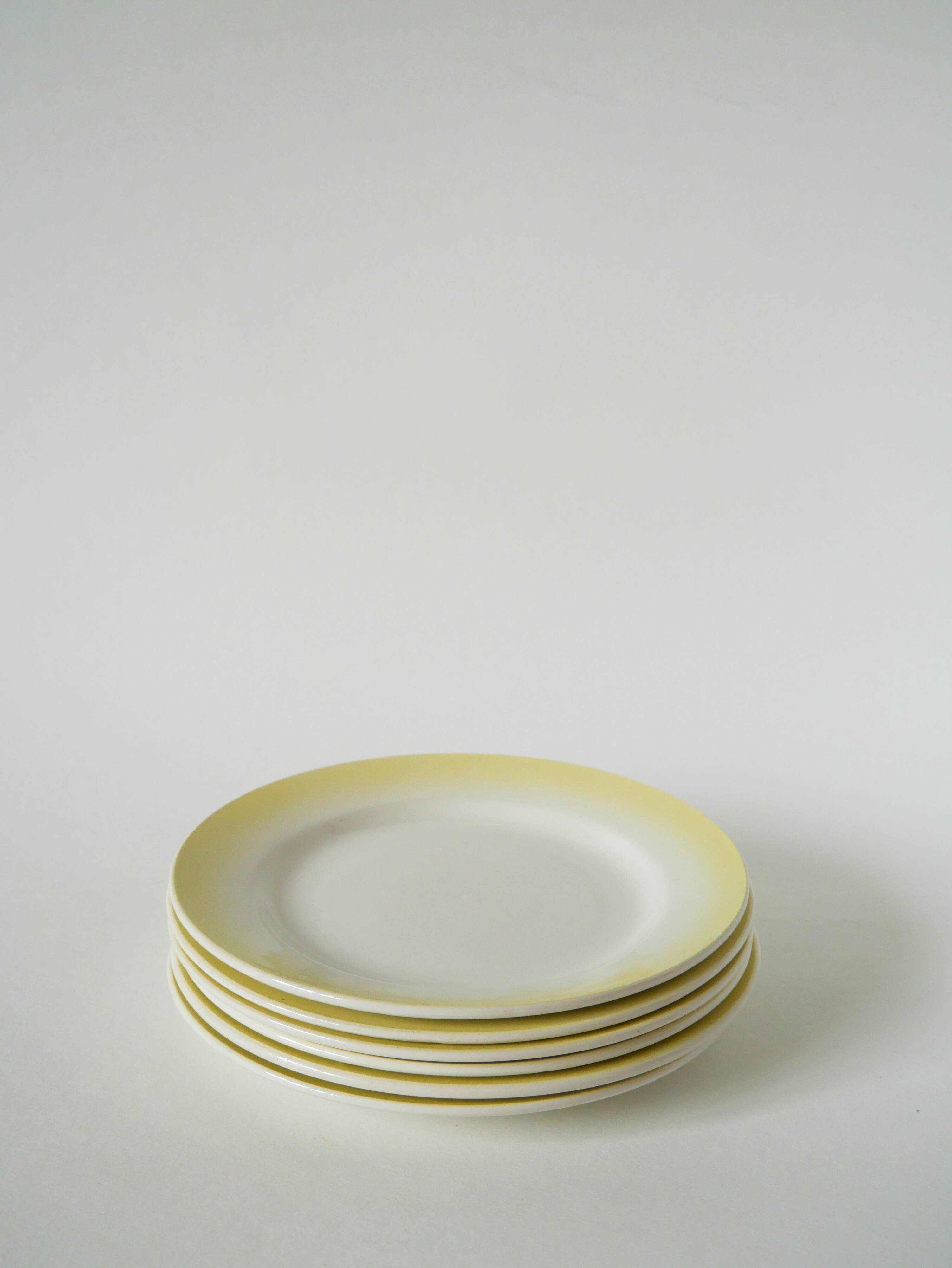 Set of 6 Tie & Dye yellow dessert plates, 1960