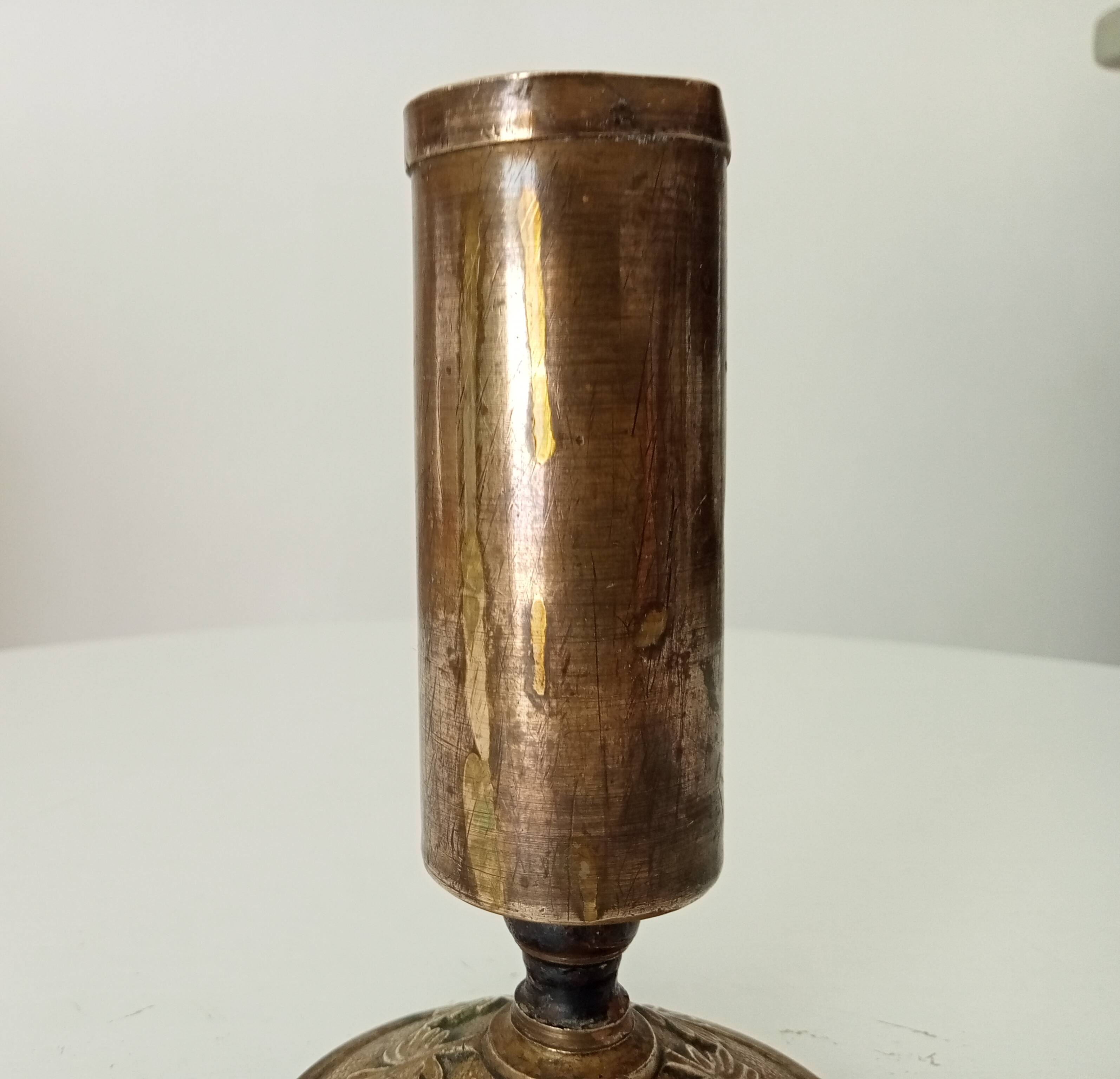 Antique folk art candle holder 1914/18