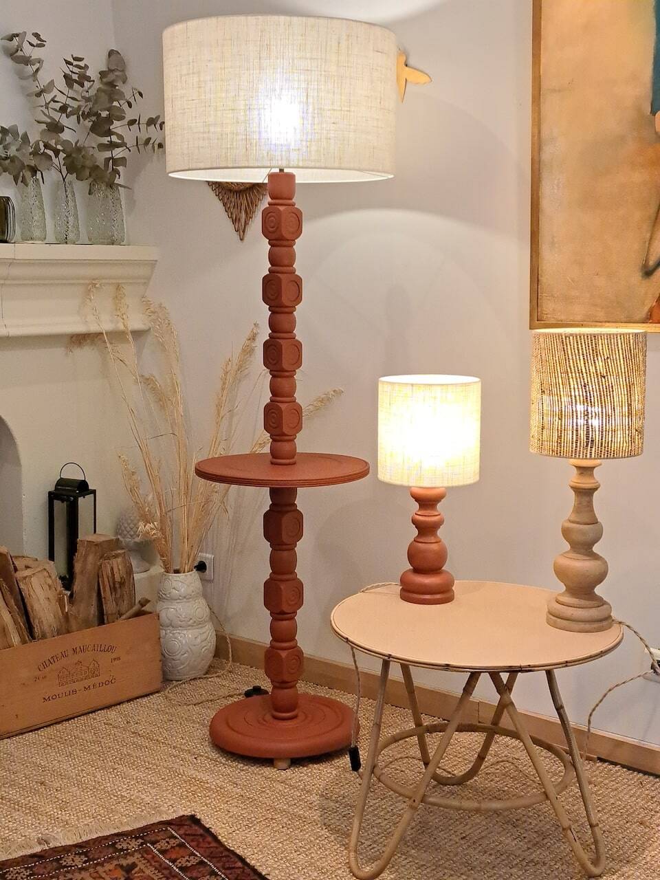 Vintage terracotta floor lamp
