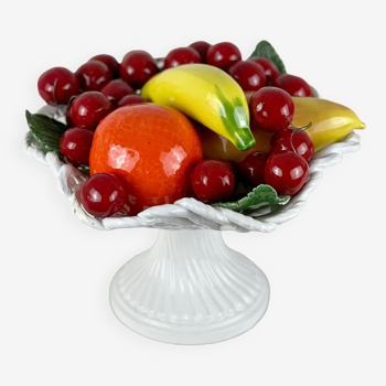 Vintage Italian fruit bowl barbotine 1960