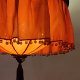 Ceiling lamp made of satin fabric and crystals, Spain, 1940