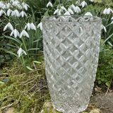 Vase en verre transparent vintage pointes diamants