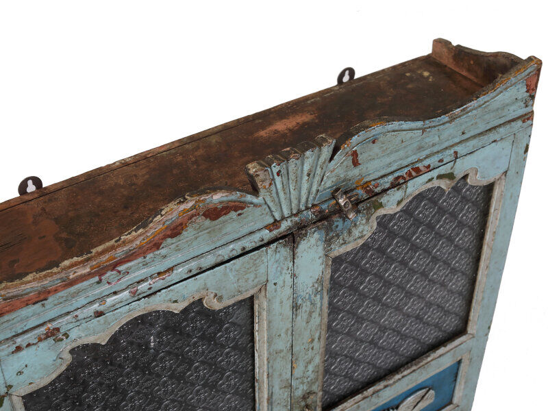 Blue wood wall display case