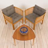 Pair of rattan Plexus armchairs by Illum Wikkelsø for Silkeborg Møbelfabrik, 1970s