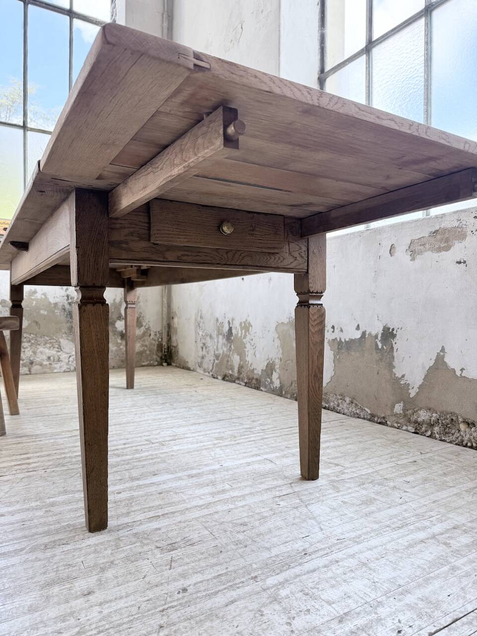 Solid oak farmhouse table with extensions (190-280cm) 1950