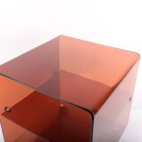 Side table or bedside table in smoked plexiglass by Michel Dumas, 1970s