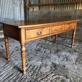 Louis Philippe style table / desk with 3 drawers in solid cherry wood and turned base