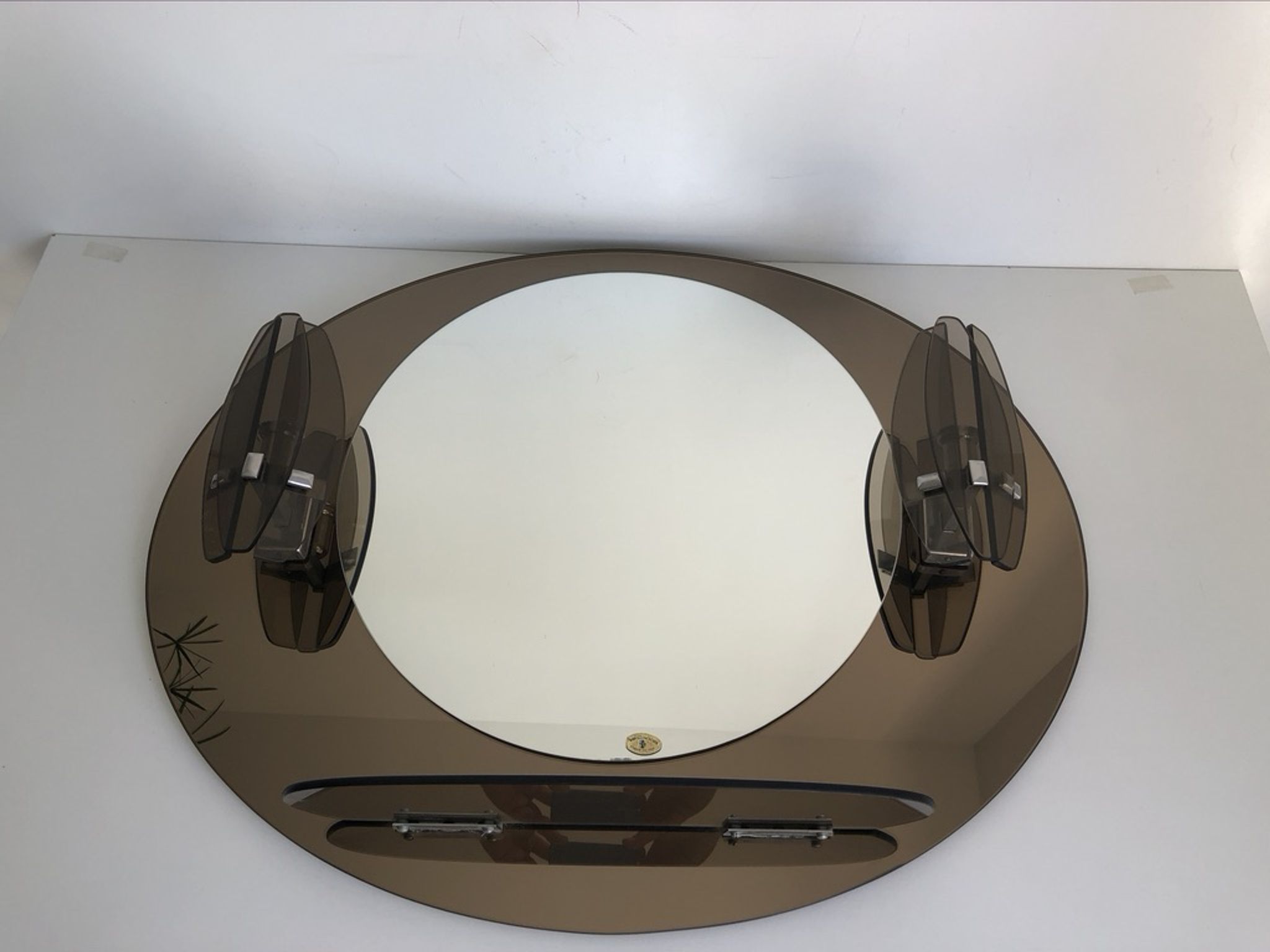 Lupi Crystal Luxor Mirror with 2 integrated wall lights and shelf