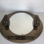 Lupi Crystal Luxor Mirror with 2 integrated wall lights and shelf