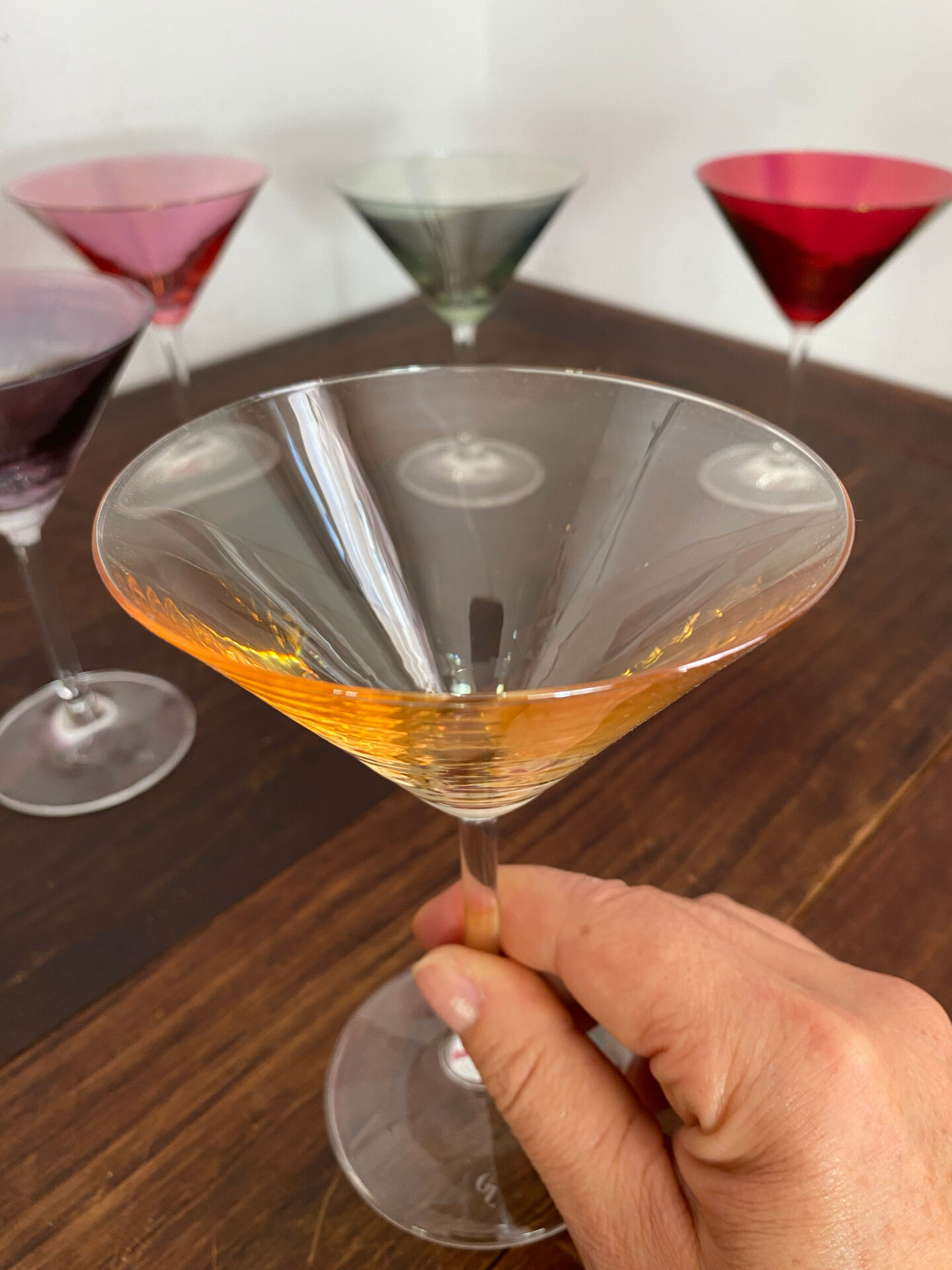Cocktail glasses in glass