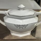 Art Deco sugar bowl circa 1930-40 Czechoslovakian porcelain - Silver trim