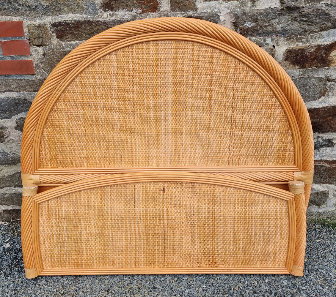 Lit enfant, ado, Maugrion pour Roche Bobois, bois et rotin, années 80