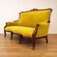 Art Nouveau walnut and mustard velvet sofa