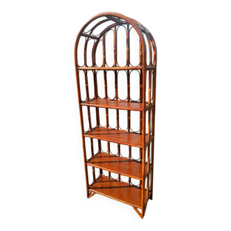 Library, vintage rattan shelves