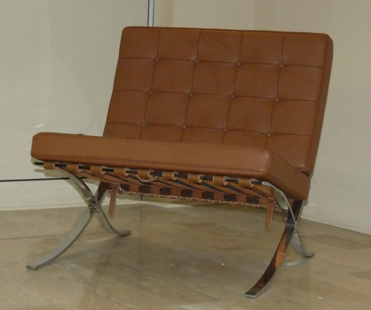 Sedia in acciaio e pelle nello stile di Knoll, anni '80