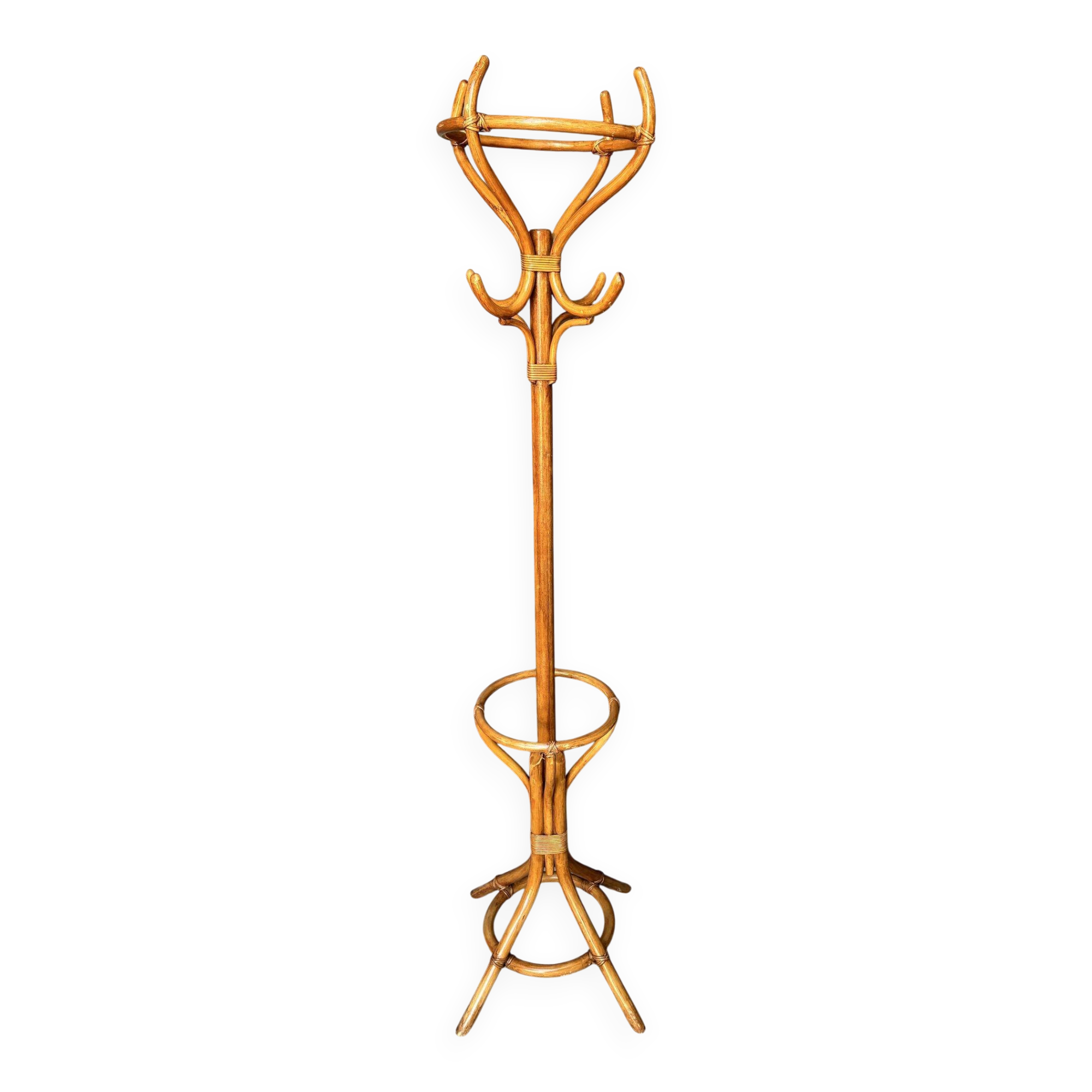 Bentwood and rattan coat stand, 1960s
