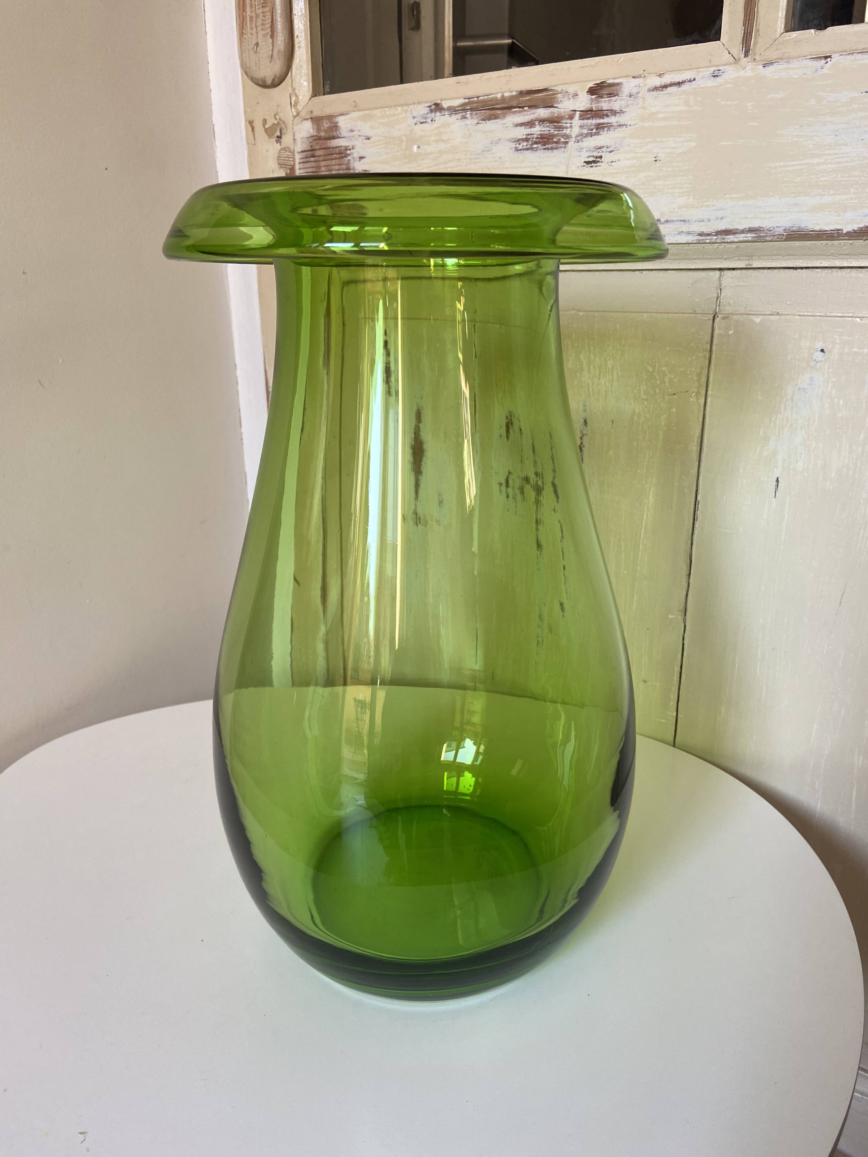 Large Ikea Green Glass Vase by Maria Vinka 1999