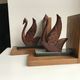 Pair of greenhouse books swans in wood and bakelite 50s