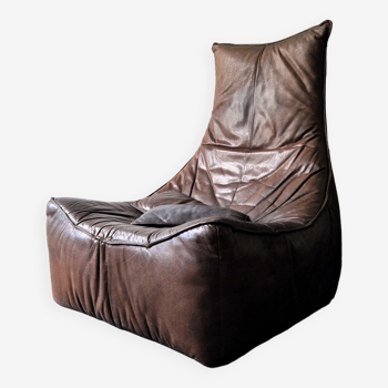 Dark brown leather 'The Rock' lounge chair by Gerard van den Berg for Montis, The Netherlands 1970's