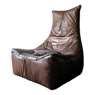 Fauteuil en cuir marron foncé 'The Rock' par Gerard van den Berg pour Montis, Pays-Bas Années 1970