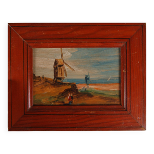 huile sur panneau - Acajou