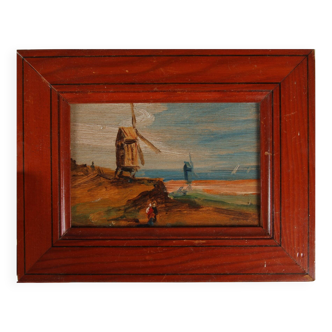Huile sur panneau - Acajou - Marines N°2
