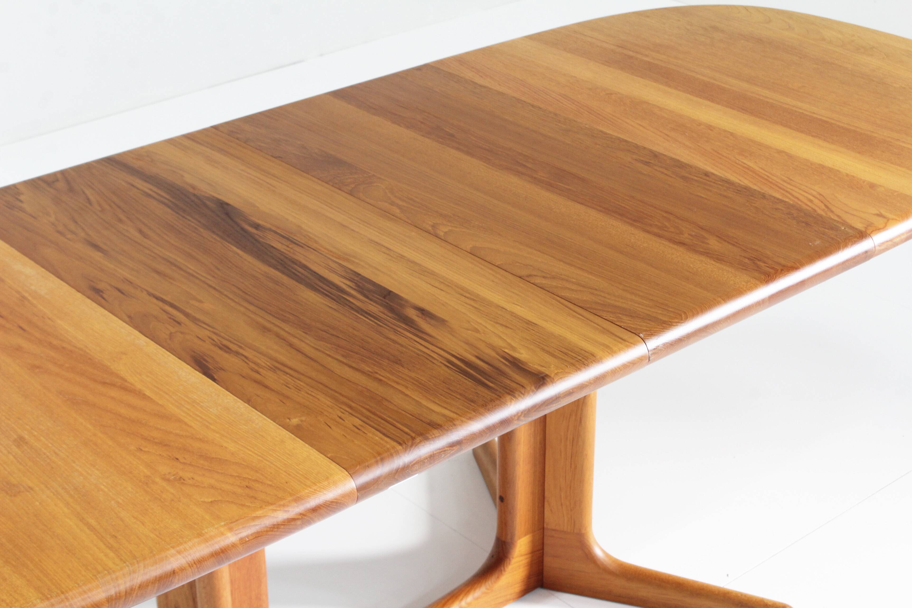 Vintage Glostrup Danish oval extendable dining table solid teak 1960s