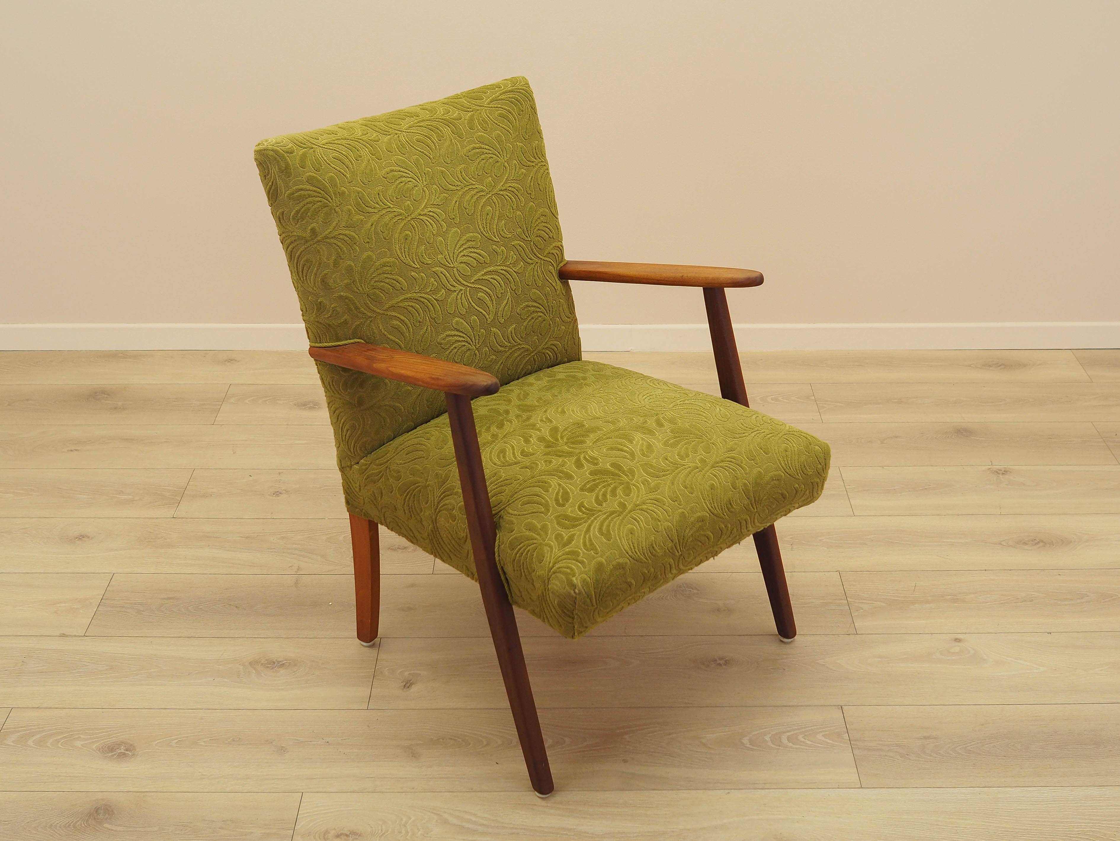 Green armchair, Danish design, 1960s, made in Denmark