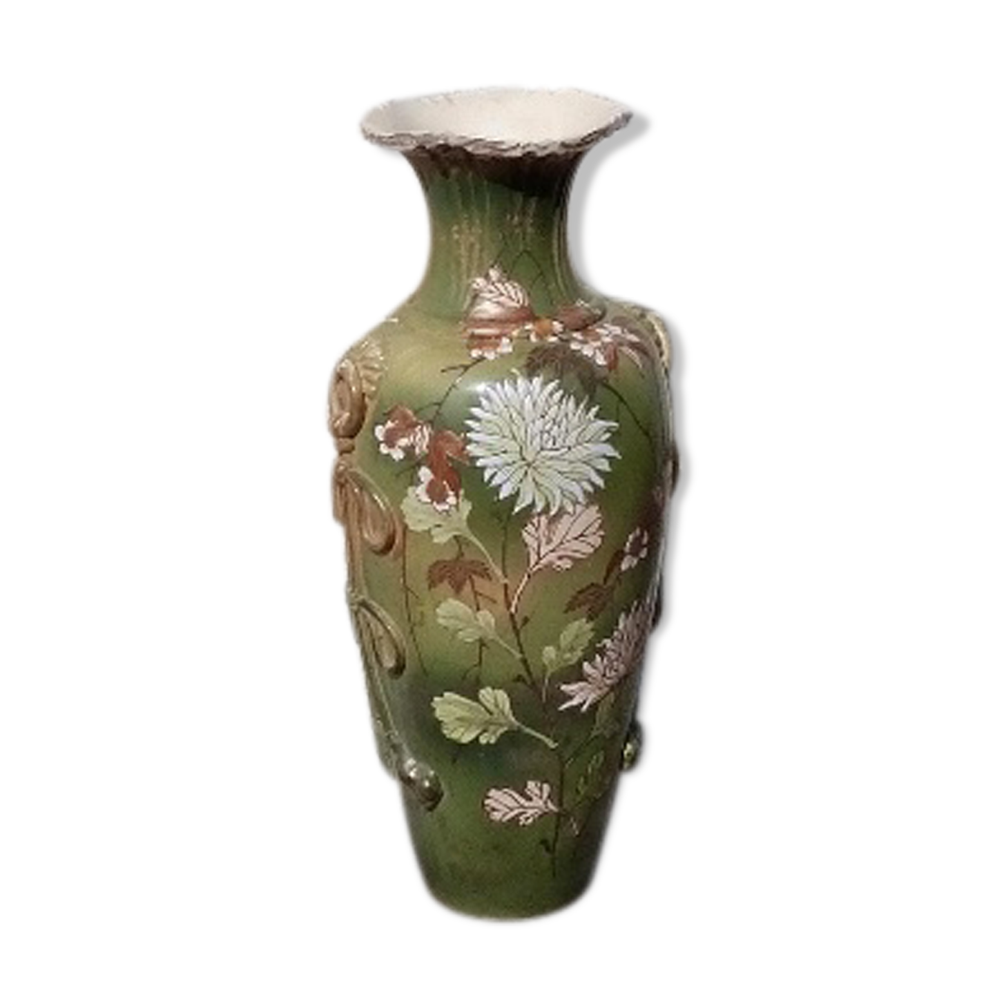 Vase Satsuma 1900 Japan Mejii period Chrysanthemes enamelled pottery
