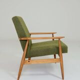 Vintage wild green bouclé armchair design by H.Lis