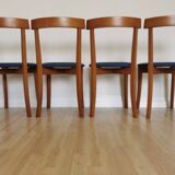 Set of 4 Calligaris Dining Chairs: Mid-Century Italian Design, Blue Fabric