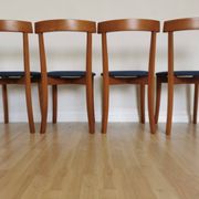 Set of 4 Calligaris Dining Chairs: Mid-Century Italian Design, Blue Fabric
