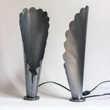 Pair of brushed steel lamps⎮60s, 70s