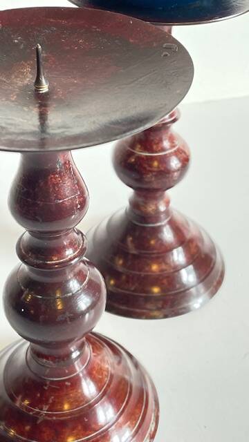BOUGEOIRS Vintage Patinated Metal Candle Holders