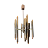 Lustre Scolari à 18 points lumineux couleur nickel distribué par Boulanger
