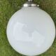 Suite de 6 suspensions tube inox et globe verre opalin style Art déco