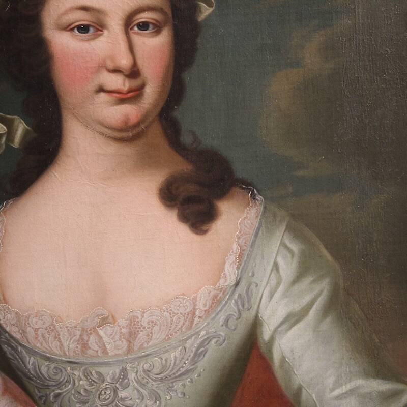Antique 19th century portrait painting of a noblewoman