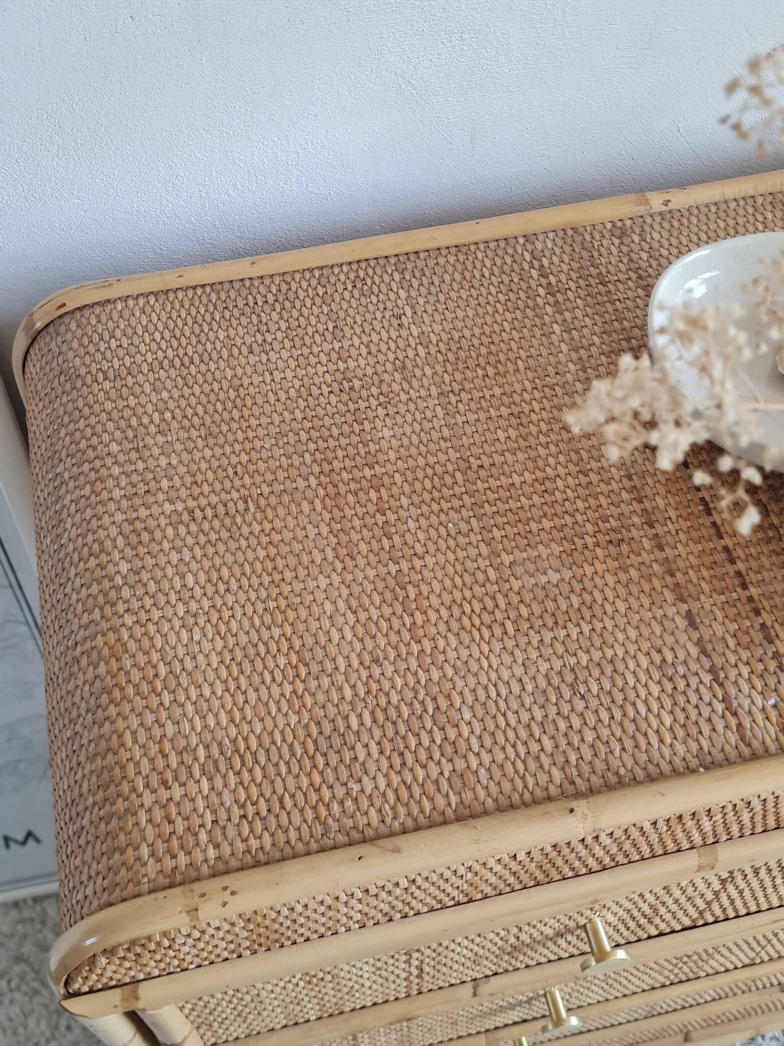 Vintage rattan chest of drawers