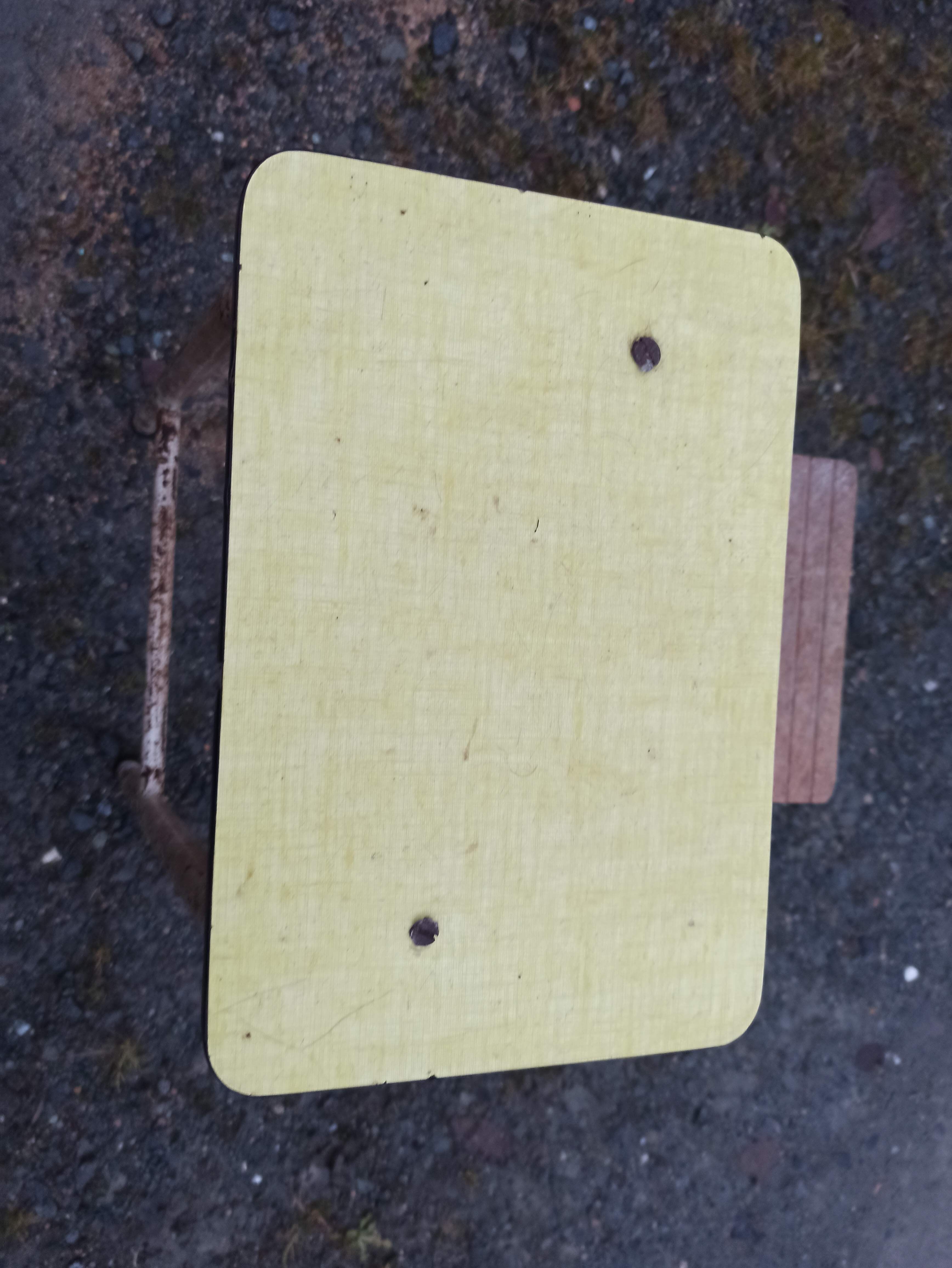 Yellow formica stool stepladder step