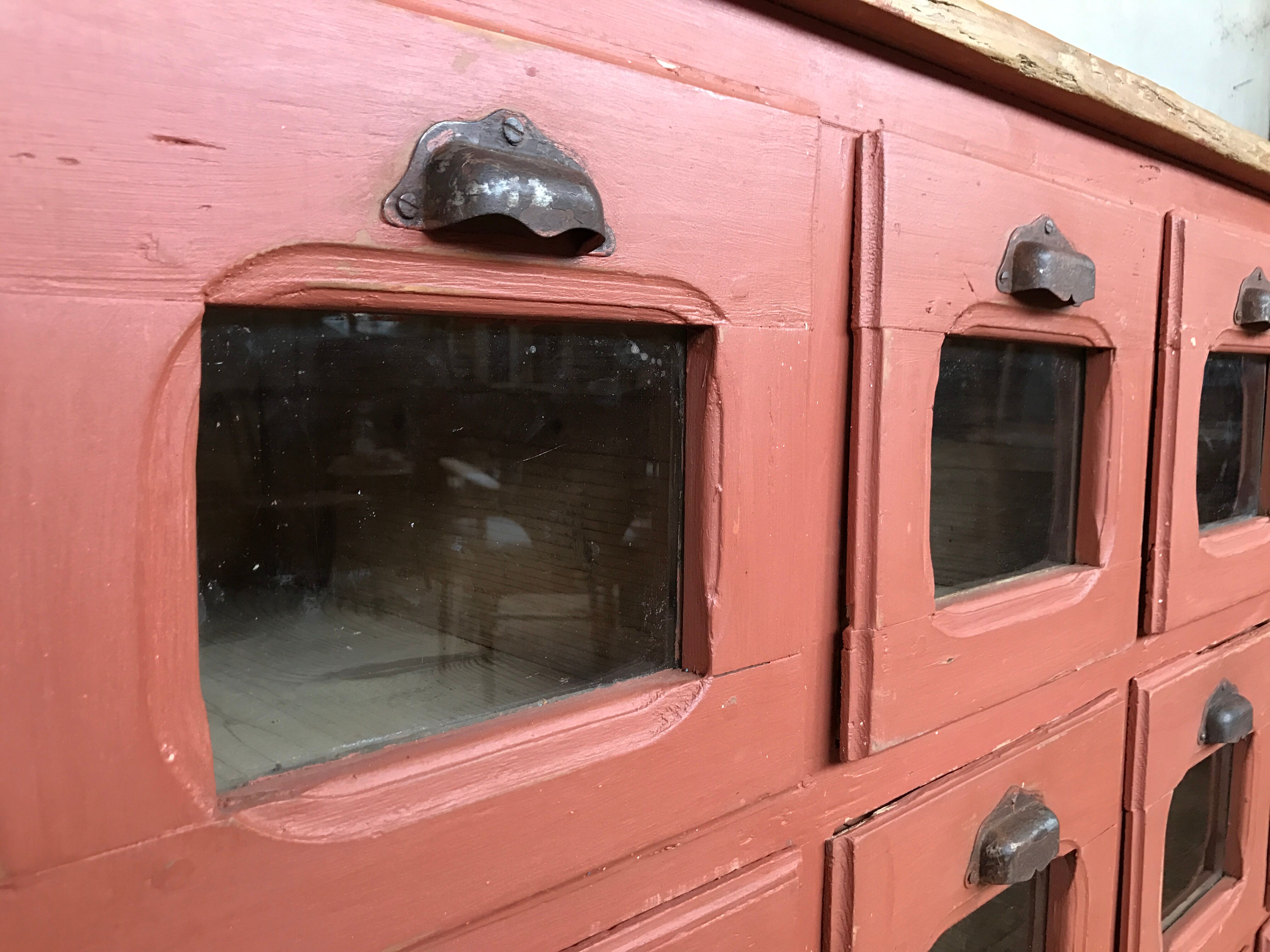 Former craft furniture with seed grocery drawers early 20th patinated