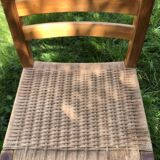 Chaise bois et corde vintage années 60