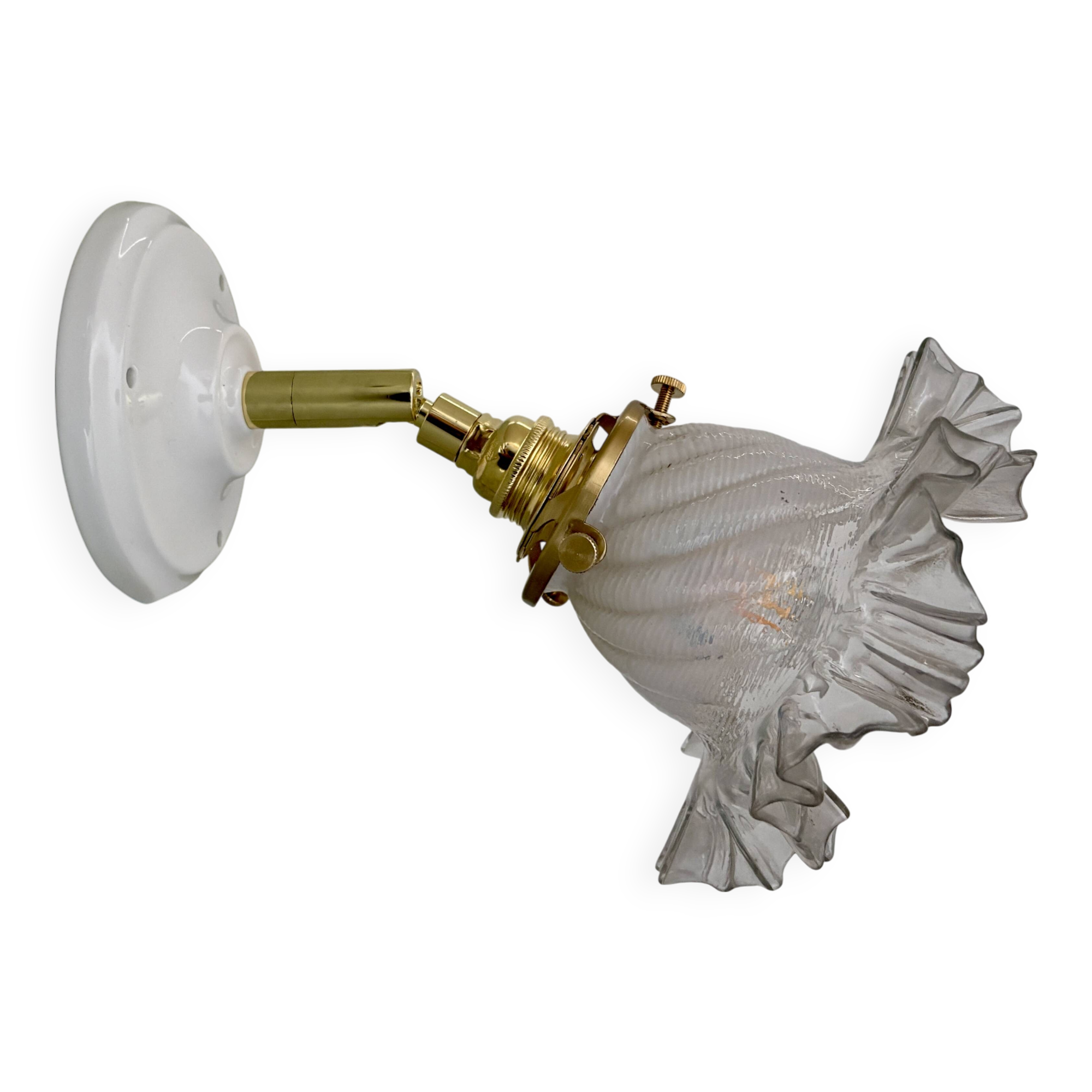 Vintage tulip wall lamp in white and transparent glass