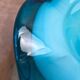 Large vintage blown glass bowl in turquoise – Murano style – applied flower