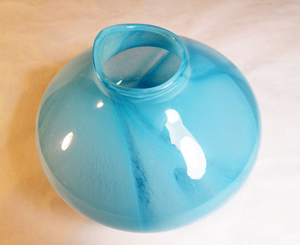 Light blue satin glass vase
