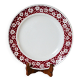 Large round dish saint amand outlines burgundy flowers 1950