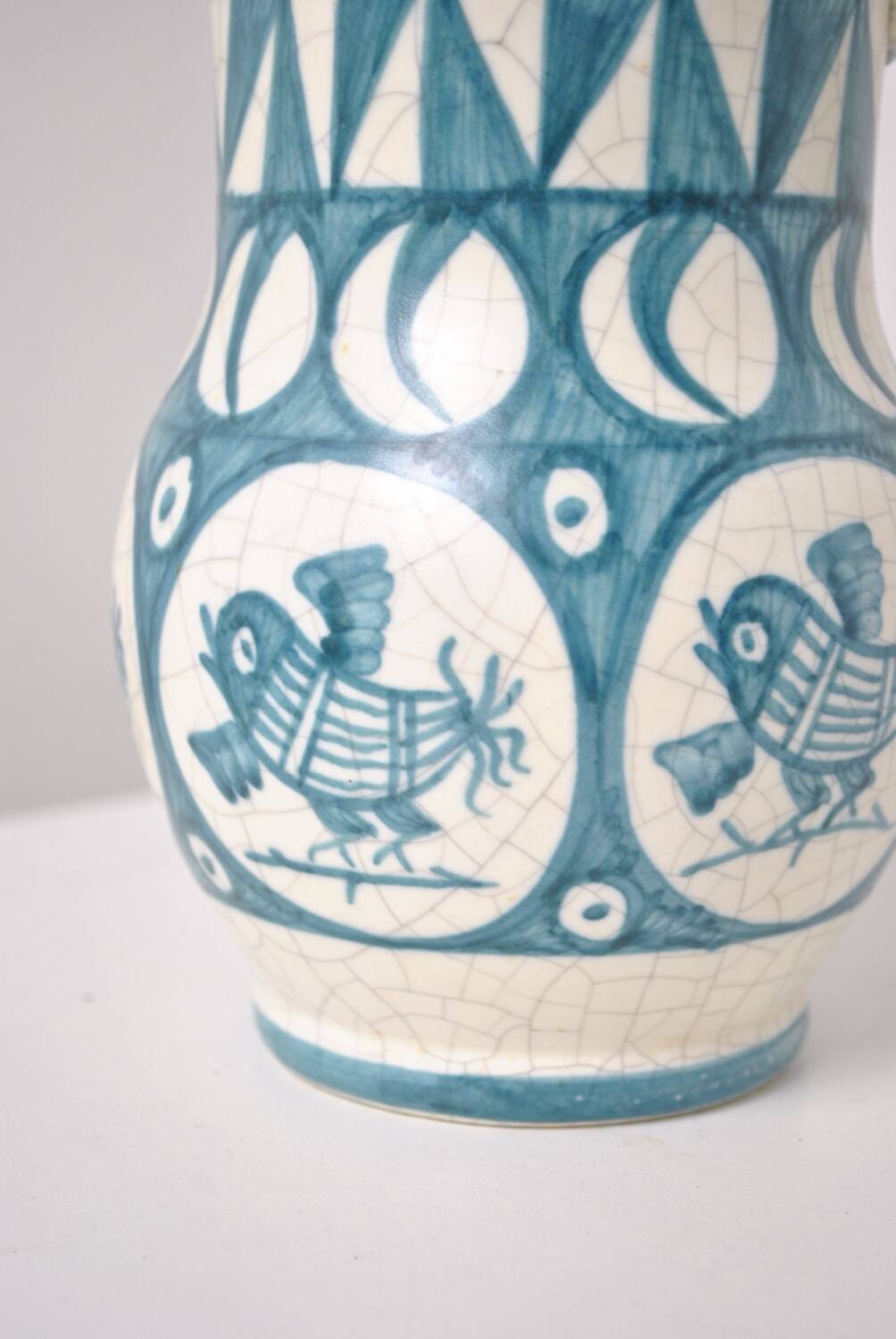 Cracked white earthenware pitcher 1960