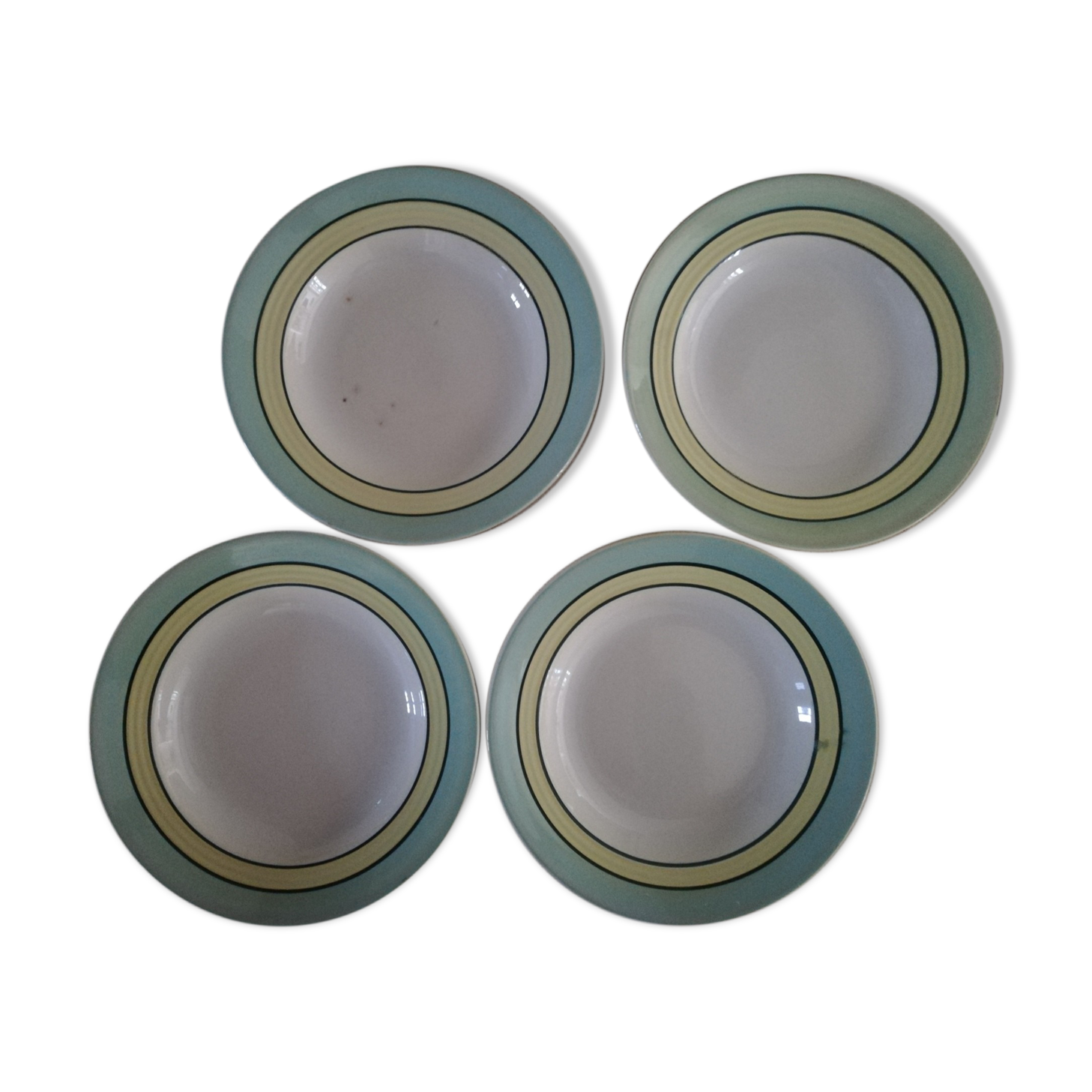 4 soup plates iron earth St Amand