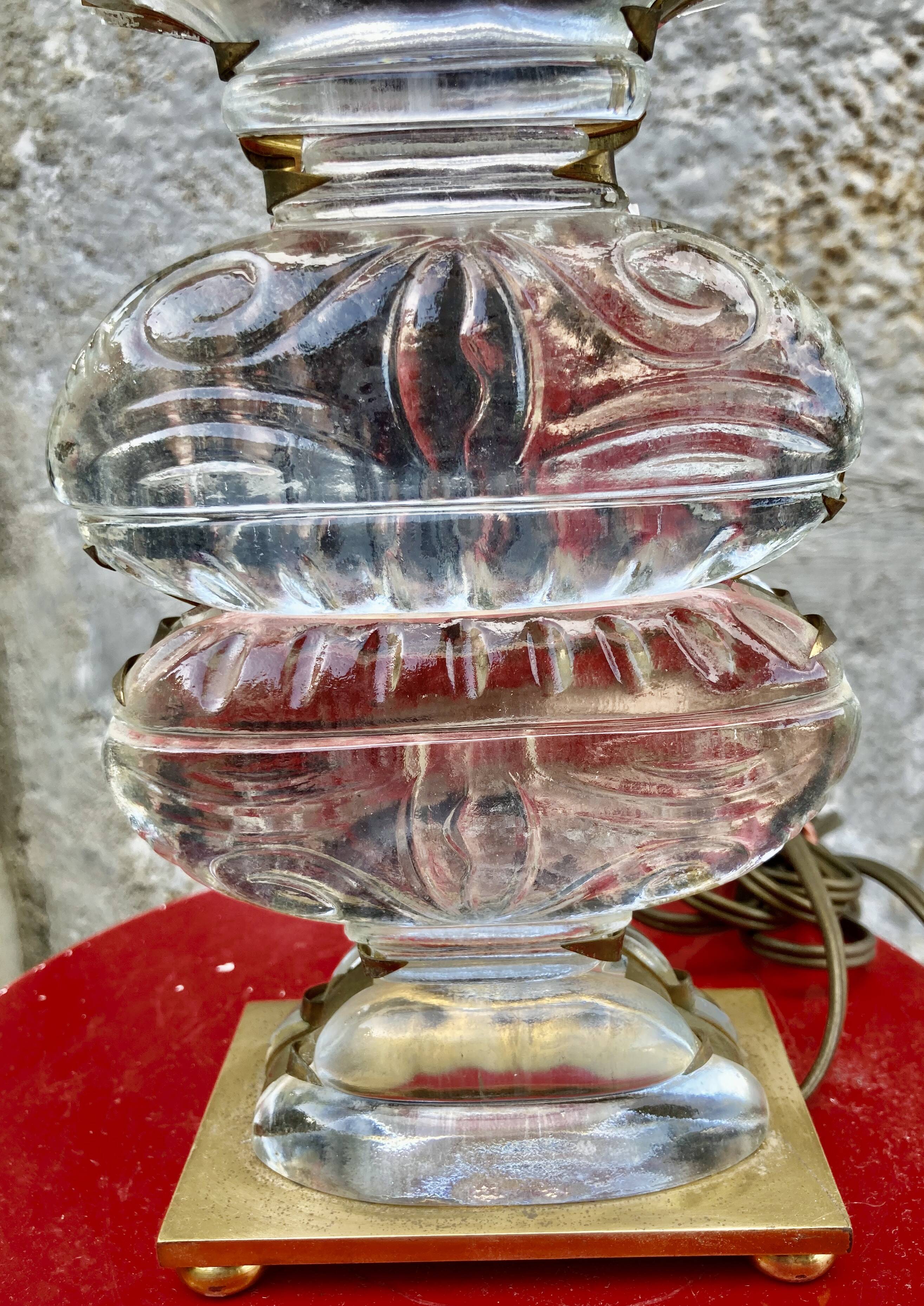 Glass Desk Lamp with Baguès House Urns, 1950s vintage