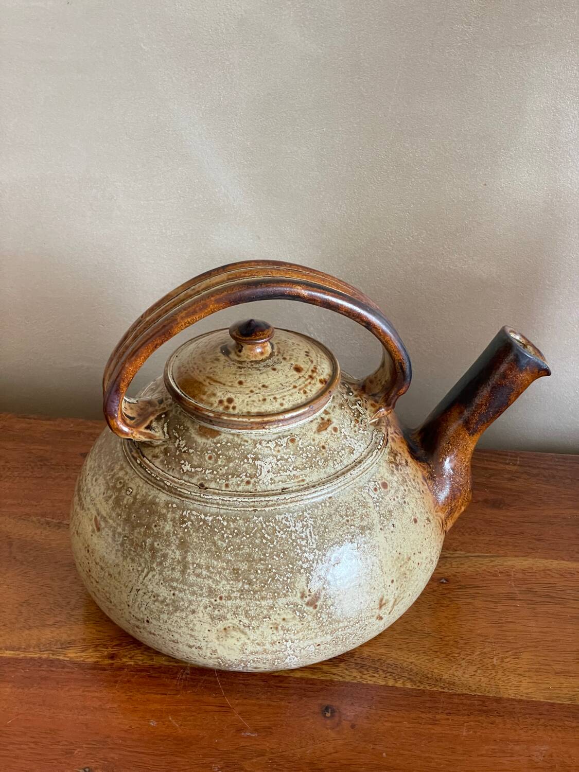 Large stoneware teapot signed JP