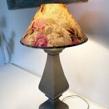 Turned wood lamp